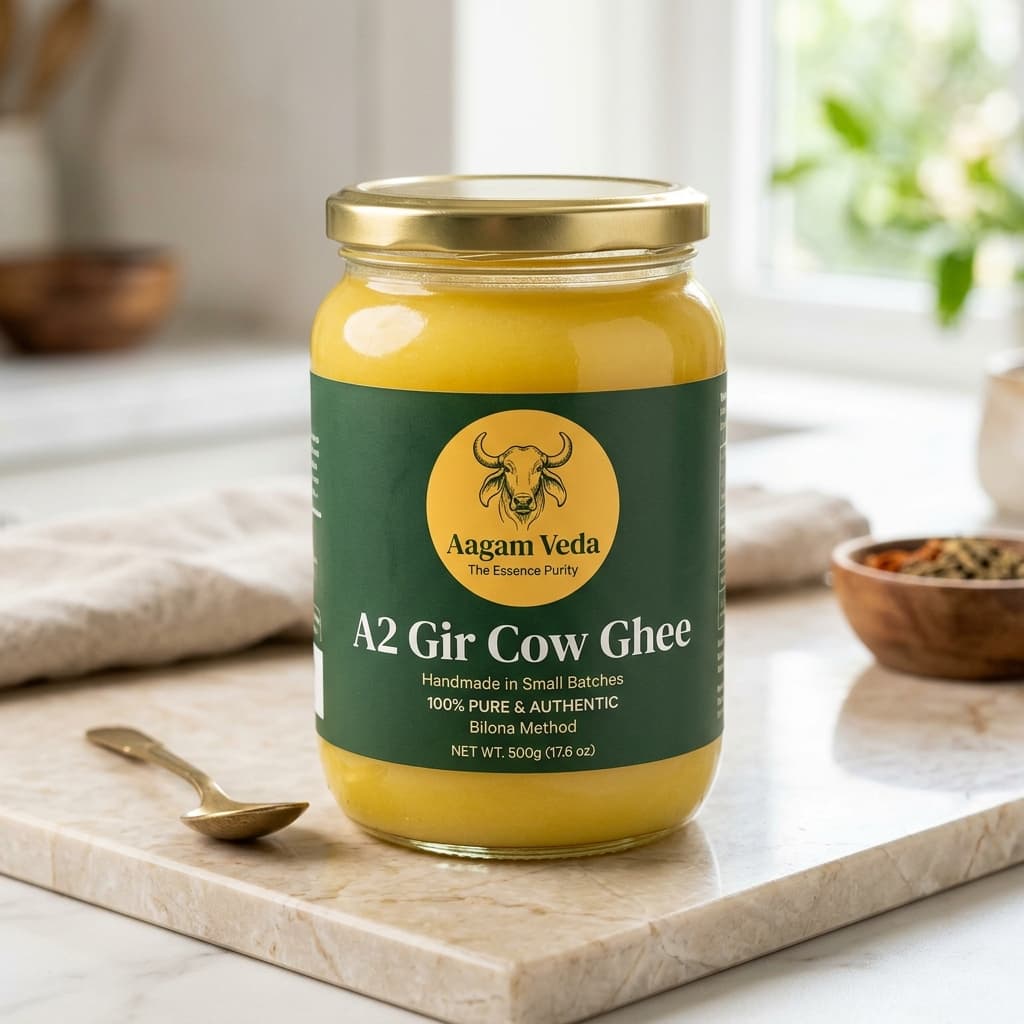 A2 Gir Cow Bilona Ghee jar from Aagam Veda