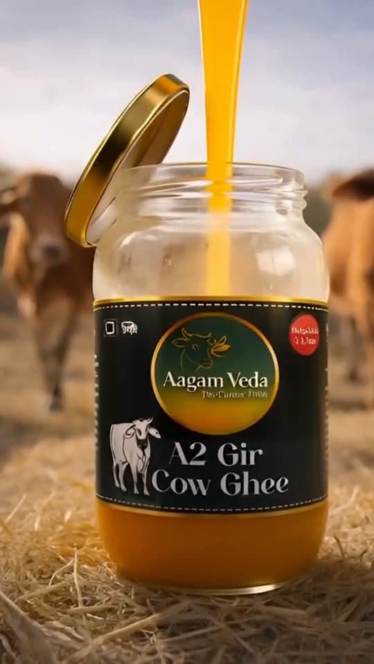 Pure hand-churned gold · @aagamveda