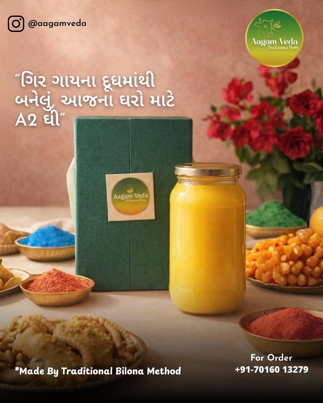 A2 Gir Cow Bilona Ghee · @aagamveda